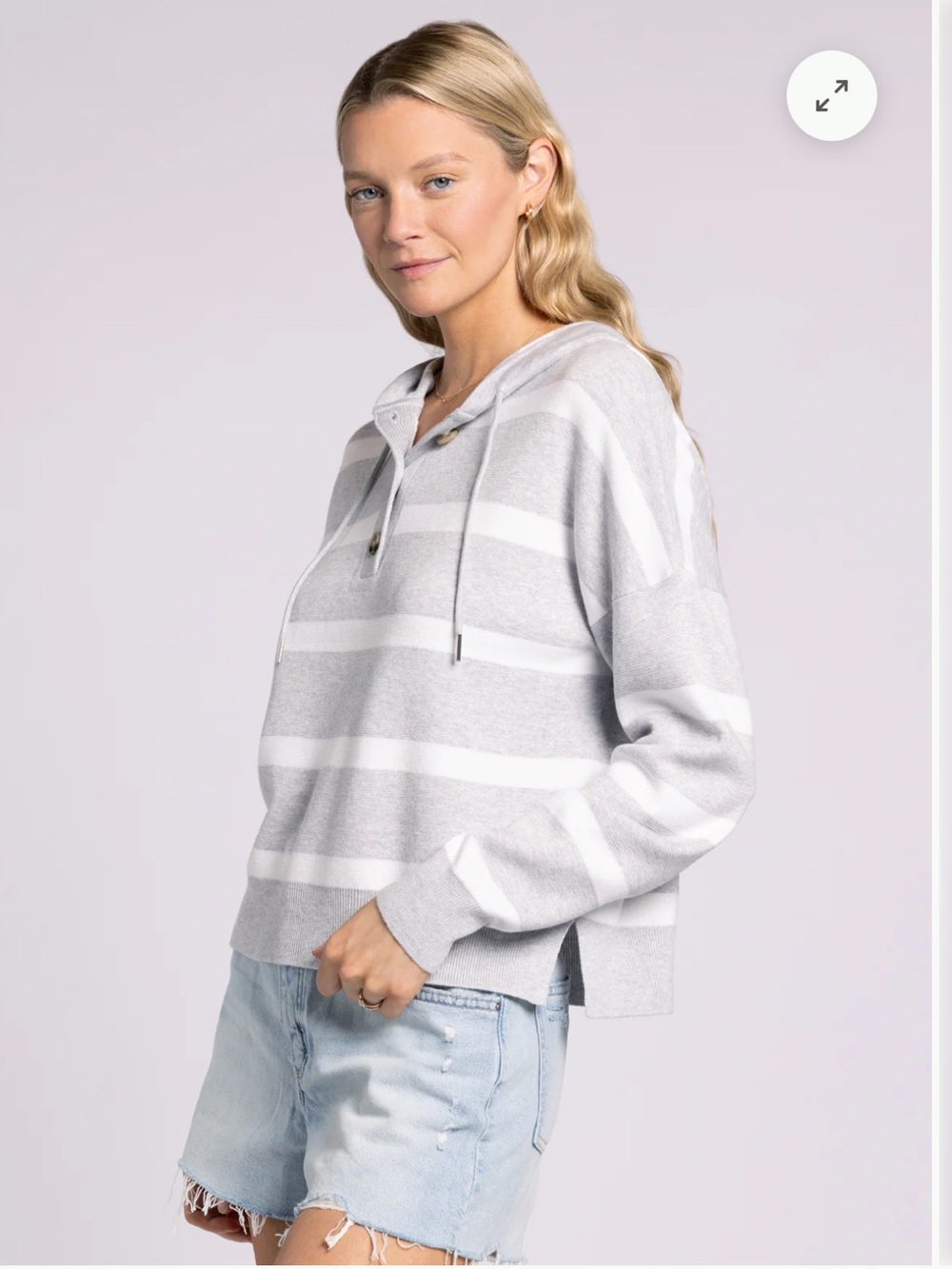 THREAD & SUPPLY Brighton Top - Grey White - L - Picture 4 of 6